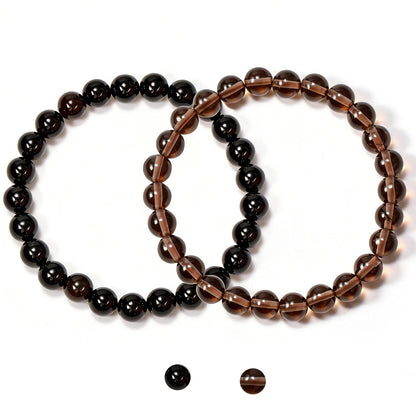 Aluckiss 8mm 2PCS Agate Bracelet for Women Men Natural Round Beaded Agates Stone Healing Stretch Bracelets Elastic Handmade Polished Gemstone Beads Bracelet Grey+Black 2 Colors