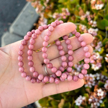 Adabele Real Natural Grade A Red Rhodonite Gemstone Beaded Bracelet 7 Inch Stretch Chakra Healing Crystal Stone Jewelry Women Mom Gift GB6-A52