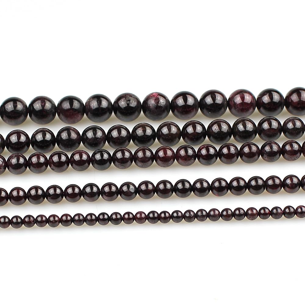 MJDCB Natural Stone Beads Garnet Round Loose Beads for Jewelry Making DIY Bracelet Necklace (6mm)