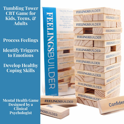 Feelings Builder - Therapy Games for Kids & Teens, Therapist Office Must Haves, Anger Management Toys, CBT Game for Kids, Teens, and Adults, Therapy Tools, Mental Health Games, ADHD Tools