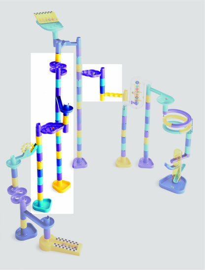 Discovery Toys MARBLEWORKS Add-On Set | Additional Pieces Compatible with Our Starter, Deluxe, Ultra Deluxe Sets (Not Included) | Comes with 30 Colorful Posts, 2 Bases, 3 Ramps, 6 Marbles