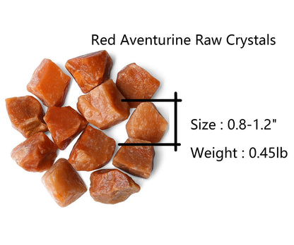 QINJIEJIE 0.9Lbs Red Aventurine Raw Crystals Natural Stones Bulk Large 1" Rough Rocks Wholesale Reiki Gemstones Fountain Rocks for Tumbling Cabbing Polishing Wire Wrapping Wicca Decor