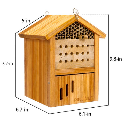 Mason Bee House -Wax Coated Mason House for The Garden, Natural Handmade Wooden Waterproof Mason Home, Attracts Peaceful Bee Pollinators,Native Mason Bee Habitat