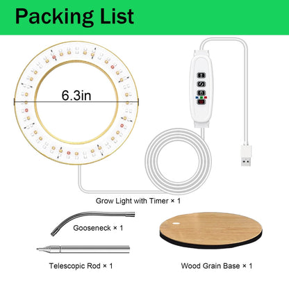 Grow Light for Indoor Plants Full Spectrum, Desk LED Plant Light with Faux Wood Grain, 12"-43" Height Adjustable, Auto On/Off Timer 3/9/12H, 3 Modes 10 Dimmable Levels for Succulents, Herbs