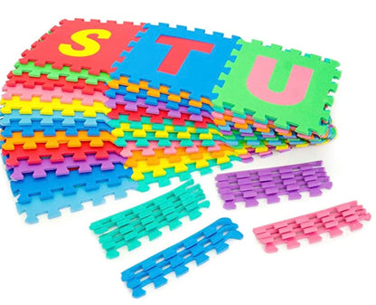 Little fun times Alphabet Play Mat for Baby Large 60 Pieces 12inch. Total 71.5x71.5 inch 36 SqFt Interlocking Floor Puzzle EVA Tiles Playmat for Toddler and Kids Letters and Numbers with Edges.
