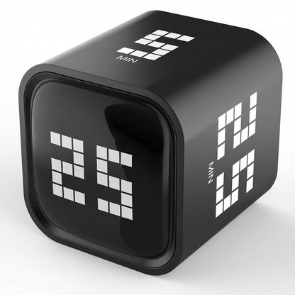 Rotating Focus Timer, 5/25/10/50-Minute Pomodoro Timer, Desk Flip Countdown with Vibration & Volume Control, ADHD-Friendly Tool for Office, Study, and Kitchen (Black)