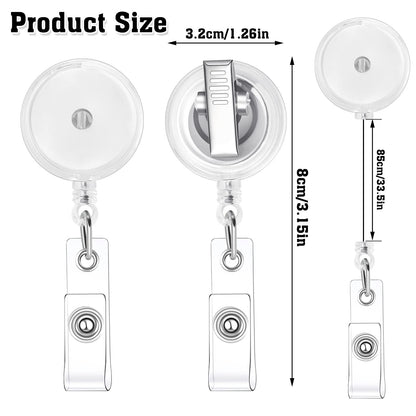 30 Pieces Retractable Badge Reels with Swivel Alligator Clip, Badge Reels Holder Badge Reel Clips for Nurse Teacher Office(Translucent Clear)