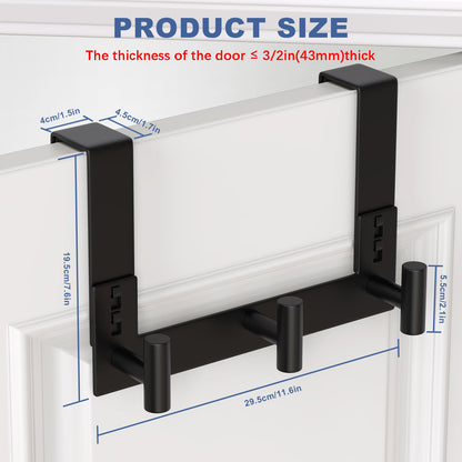 WUIVIUT Over The Door Hooks, Coat Rack Over The Door Heavy Duty Towel Rack Clothes Hanger for Bathroom liveroom Kitchen (3 Hook, Fits 1-3/4'' Thick)