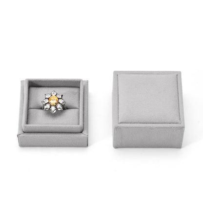 Papten Velvet Ring Gift Box with Outer Packaging Box, Included Blank Greeting Card, Perfect for Wedding Proposal Engagement (Grey)