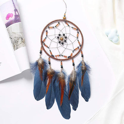 MOONFLY Dream Catcher Handmade Traditional Feather Dreamcatcher Hanging Home Wall Decoration Craft Ornament for Home, Bedroom, Kids, Boys Native American Style Décor (Star)