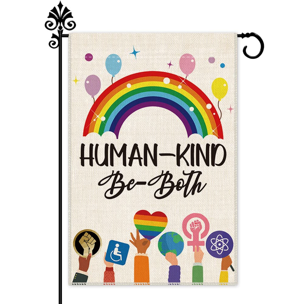 Hague Humankind Be Both Welcome Garden Flag, Be Kind Flag Yard Farmhouse Decorations, Ally Disability Equality Indigenous People Garden House Flag Home Yard Lawn Decorations
