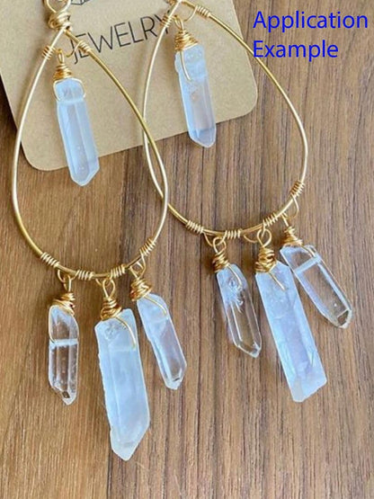 Adabele 15 Inch Natural Raw Healing Crystal Quartz Gemstone Loose Beads Large Drilled Point Rose Pink AB Titanium Coated Chakra Gem Stone Drop Stick GA-E8