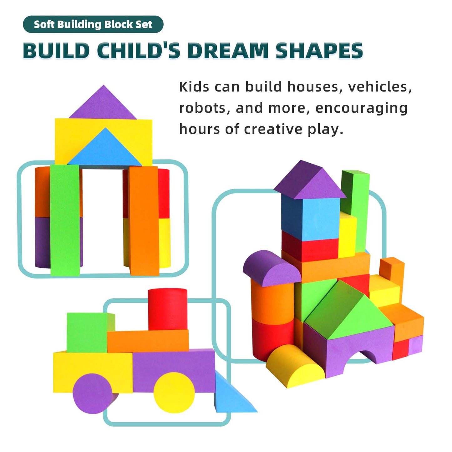 Pleykele Suitable Size Foam Building Blocks for Toddlers 18M+, Big Soft Stacking Blocks Toys, Baby Bath Toys, Sensory & Early Development Toys for Kids 1.5 Years Up (Starter Kit)