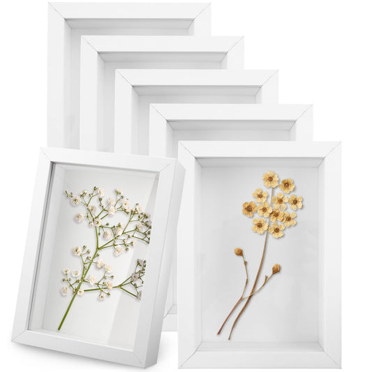 6 Pack 4 x 6 Inches Shadow Box Frame, Small Wood Frame Memory Display Cases,1.2in Depth Picture Case for Dried Flowers, DIY Craft, Memorabilia, Medals and Photos