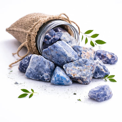 Crocon® 1LB Sodalite Rough Bulk Rocks Natural Stone Spiritual Gifts Raw Gemstone Crystals and Stones Tumbling Cabbing Polishing Gem Mining Chakra Balancing Reiki Healing Good Luck Home Office Décor