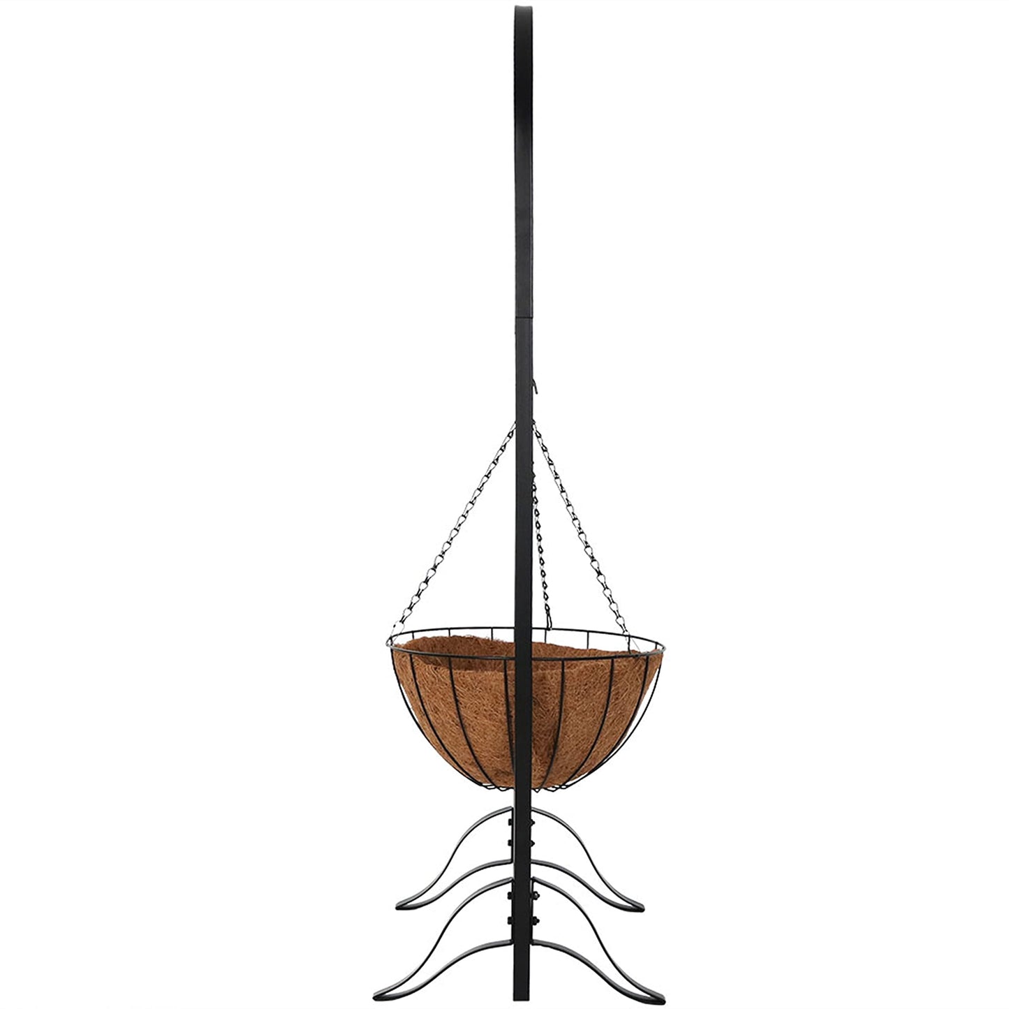 Sunnydaze Hanging Basket Planter Stand with Decorative Welcome Sign - 48-Inch Tall