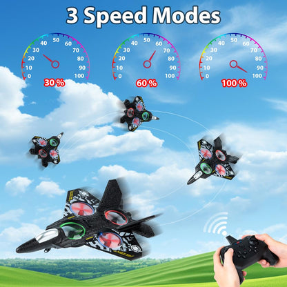 Remote Control Airplane for Kids Boys Beginners 8-12, RC Plane with Light, 360° Flip Fighter Jet Toys, Stunt Roll, Airplane Toy Gifts for Kids Boys Girls 8-16 Drone for Adults
