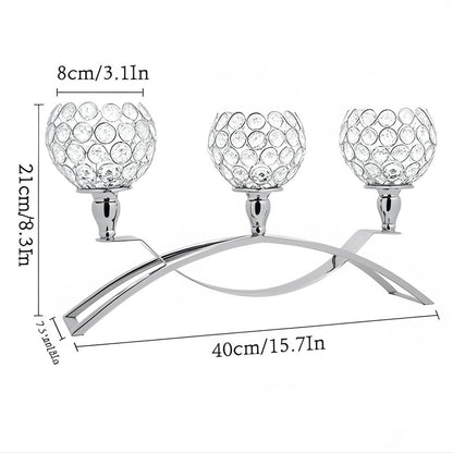 Vidisan Crystal Candle Holders 3 Arms Silver Candelabras,Candle Holder, Crystal Table Centerpieces for Wedding,Buffet Cabinet Candelabra Ornaments,Gift