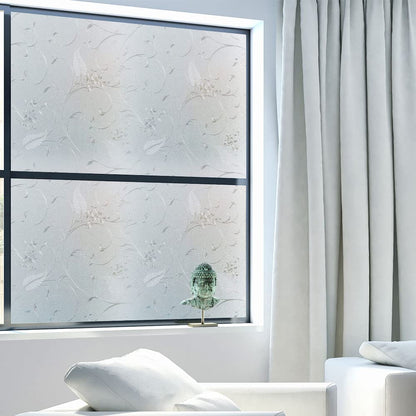 Frosted Privacy Glass Window Film, Vinyl Decorative Window Decals, Static Clings No-Glue Removable Window Film for Home Bathroom Living Room (35.4 x 78.7 inch)
