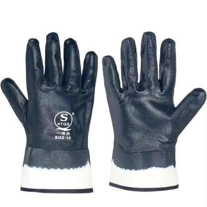 Blue Oil Gloves for Men,Large Oil Resistant Gloves for Fuel Haulers & Truck Drivers,Nitrile Coated Work Gloves 6 Pairs Bulk Pack