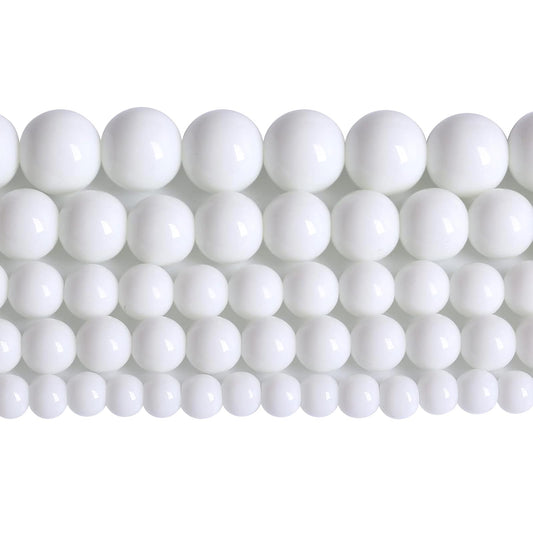 90PCS 8mm Natural White Porcelain Agates Stone Round Beads for Jewelry Making Spacer Loose Spacers Beads DIY Bracelets 32" 2 Strand