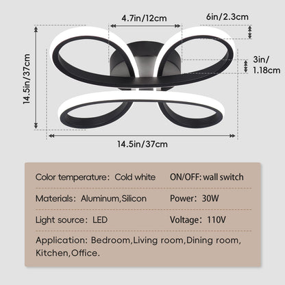 ADISUN Modern LED Ceiling Light, 6000K Semi Flush Mount Ceiling Light Fixture for Living Room, Close to Ceiling Light Fixtures for Bedroom, Corridor, Aisle, Hallway - Indoor Lamp, Black