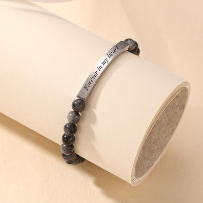 INBLUE Personalized Beaded Bracelets for Women with Engraved Name Natural Stone Stretch Inspirational Bracelet Personalized Jewelry Gift for Mom Wife Friends - Style 05