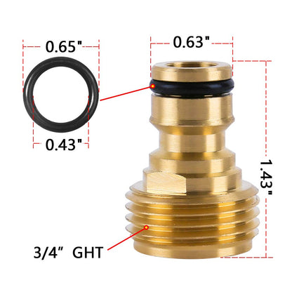 HQMPC Garden Hose Quick Connect Solid Brass Quick Connector Garden Hose Fitting Water Hose Connectors 3/4 inch GHT (3 SETS)