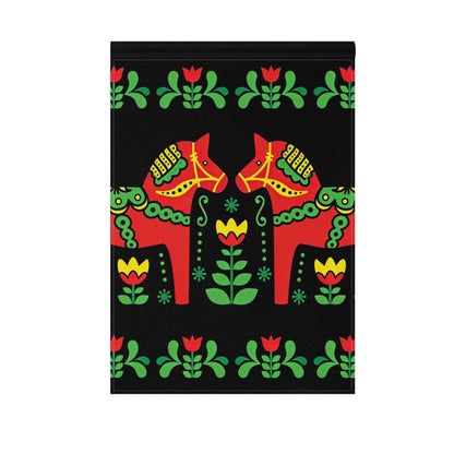 Double Horse Garden Flag Yard Decor Double Sided, Swedish Dala Horse Garden Flag Stand For Patio Lawn Garden Outside 12"x18"