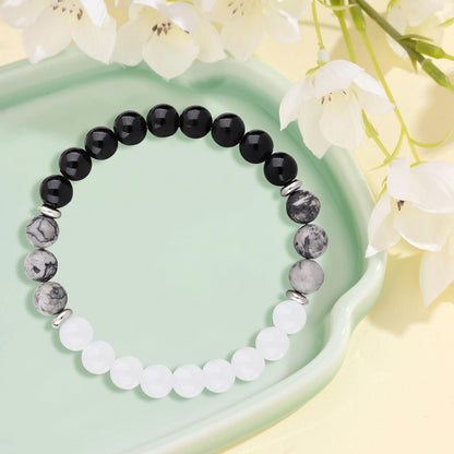 Lucky And Protection Bracelet,8mm Healing Crystal Bracelet,Stress Relief Anxiety Yoga Bracelet Brings Lucky Charm Presents