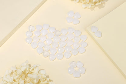 YATOJUZI 20PCS Clear Quartz Heart Healing Crystals Natural Clear Quartz Crystal Set White Love Stones Polished Stone Bulk Wholesale Mini Pocket Gemstones Reiki Energy Gifts for Women