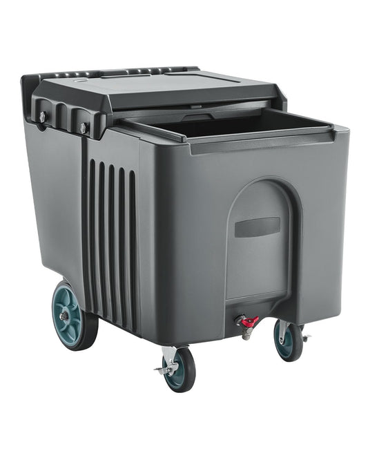 VEVOR Commercial Ice Bin, 125 lbs Portable Ice Caddy, 31.5 x 22.8 x 29 inch Insulated Ice Carrier with 4 Wheels and Flip Lid, Large Ice Bin for Catering, Kitchens, Bistros, Restaurants, and Bars