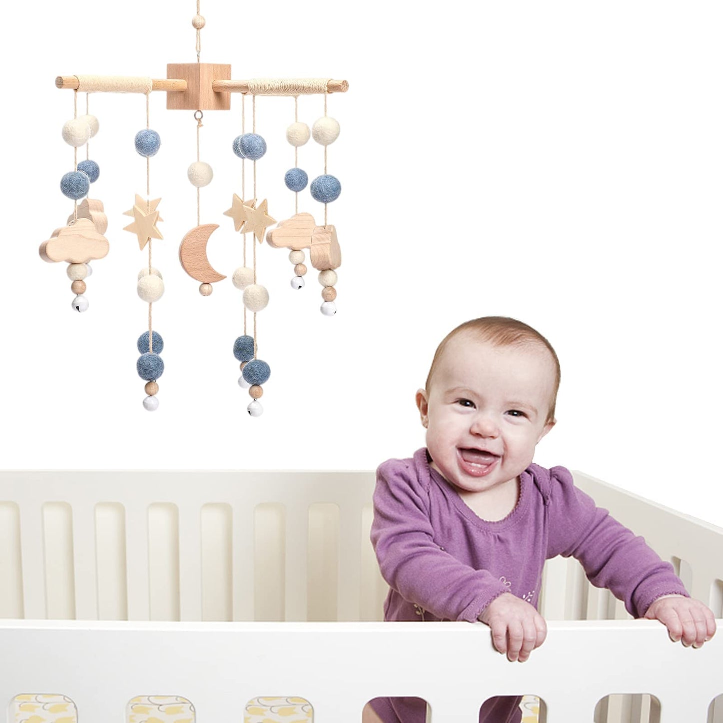 Baby Mobile for Crib | Baby Crib Nursery Mobile Star Moon for Baby Boys and Girls | Boho Nursery Decor | Baby Shower Set for Infant Bedroom Hanging Decoration Toy
