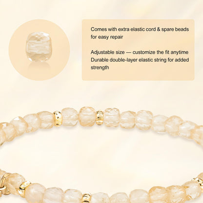 MesoAura Natural Citrine Crystal Bracelet for Women & Men – Handmade Gemstone Beaded Bracelet, Solar Plexus Chakra Stone for Confidence, Prosperity & Positive Energy – Adjustable Healing Crystal Jewelry Gift (Radiant Energy Citrine Bracelet)