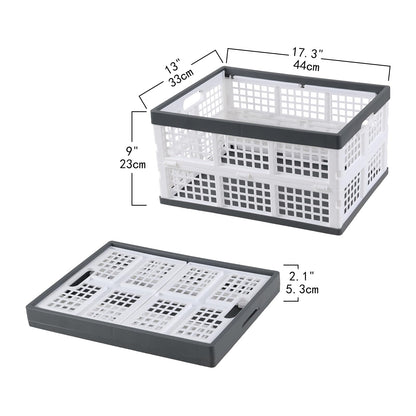 Rosebloom 34 L Plastic Folding Crate, Collapsible Storage Crates, 4 Packs