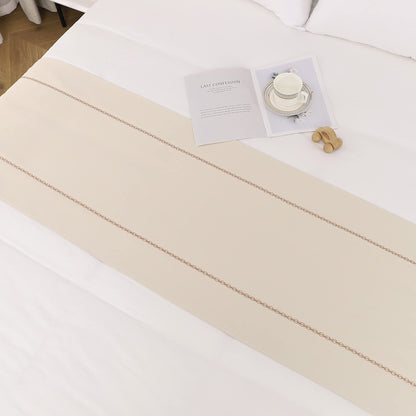 JADE POKE Bed Runner - 210 x 50 cm, Queen & Full Size, Beige Bed Throws Decorations for Bedroom, Hotel, Wedding Room