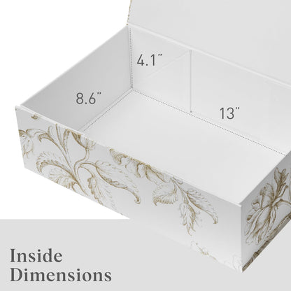 Sorarto Luxury Keepsake Gift Box | Gold Floral Decorative Boxes with Magnetic Lids for Presents, Wedding Memory Box, and Bridal Gifts. 13.5" x 9" x 4.3"