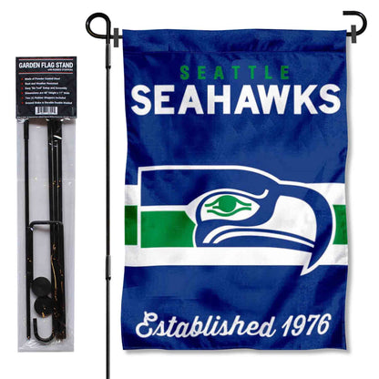 WinCraft Seattle Seahawks Throwback Retro Vintage Garden Flag and Flagpole Mount