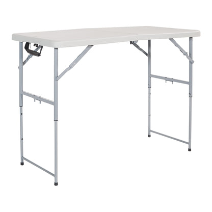 Office Star Resin Multipurpose Rectangle Table, 4-Feet Long, Height Adjustable, Center Folding Table, Light Gray