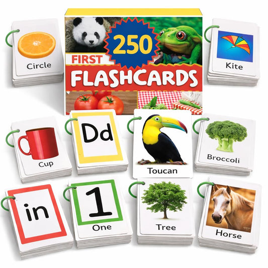 Flash Cards for Toddlers 1–3 with Rings,250 Double-Sided Cards,500 Words–1 Year Old Girl & Boy Gifts – Toddler Flash Cards–Learning & Educational Toys for 1+ Year Old, Montessori Toys for 2 Year Olds