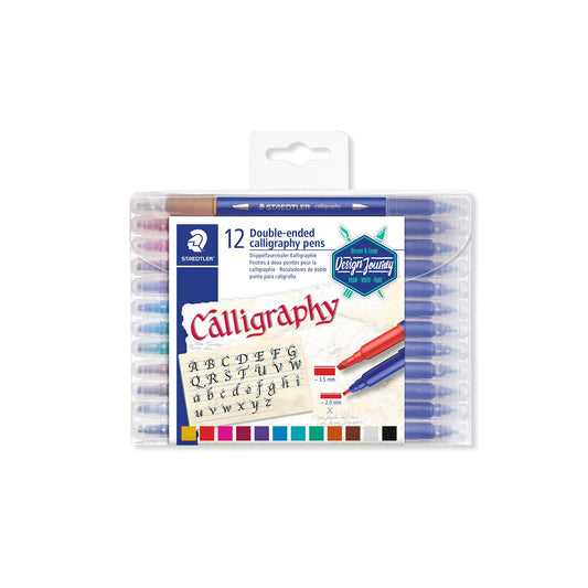 Staedtler Double Ended Calligraphy Duo Markers, Assorted Colors, Set of 12