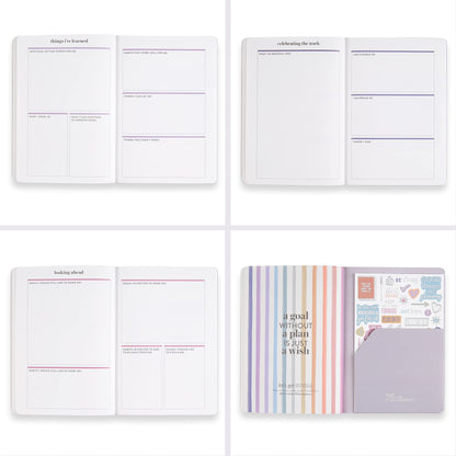 Erin Condren Designer Petite Planner - Goal Setting Journal Editions with Illustrative, Functional, Cute Sticker Pack that Includes Inspirational Quotes for Customization (Goal Setting 2)