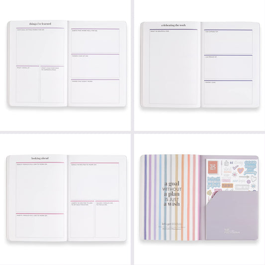 Erin Condren Designer Petite Planner - Goal Setting Journal Editions with Illustrative, Functional, Cute Sticker Pack that Includes Inspirational Quotes for Customization (Goal Setting 2)