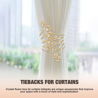 Pcmursal 2 Pack Curtain Tie Backs, Decorative Curtain Tiebacks for Home Office Decortaion (Gold)