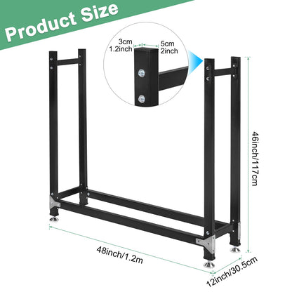 M METERXITY 4ft 1/4 Cord Firewood Rack Outdoor Upgrade Heavy Load-Bearing Frame, Wood Racks with Anti-Slip Adjustable Pad, Firewood Logs Holder Stand for Outdoor Indoor Patio Firepit