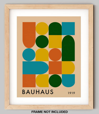 Geometric Wall Art - UNFRAMED Print - Bauhaus-Style Mid Century Modern Wall Decor - Exhibition Poster Replication (11x14", Primary Colors)
