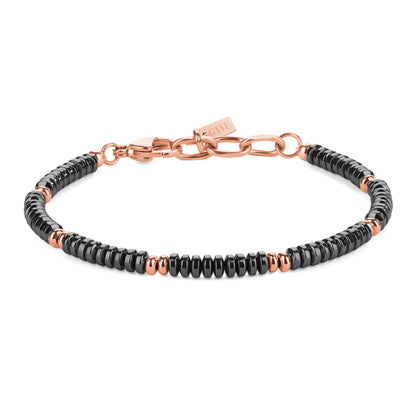 GAVU Crystal Jewelry, Stainless Steel Hematite Stone Beaded Bracelet for Men, Rosegold Bracelet for Men