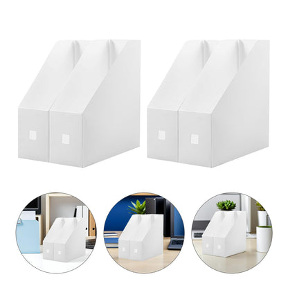 NOLITOY 2pcs Magazine File Holder, Book Bins, Modern White Rack, Plastic Folder Organizer for Desk, File Storage Rack Stand up for Office Catalog Reference