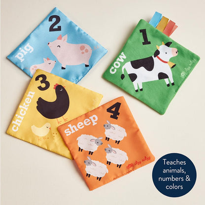 Itzy Ritzy Sensory Scarves – Farm-Themed Put-and-Take Scarf Toy for Babies & Toddlers – Teaches Animals, Numbers, Colors & Textures – Features Soft Satin Scarves with Crinkle Sounds (Farm)