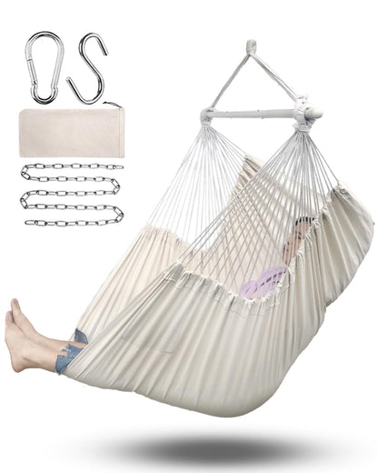 ADVOKAIR Hammock Chair Large 70.9"x47.2", 32% Bigger XXL Hanging Swing Chair with 500lbs Capacity, Heavy Duty Steel Spreader Bar, Extra Roomy Comfort for Adult Indoor Outdoor Bedroom Patio